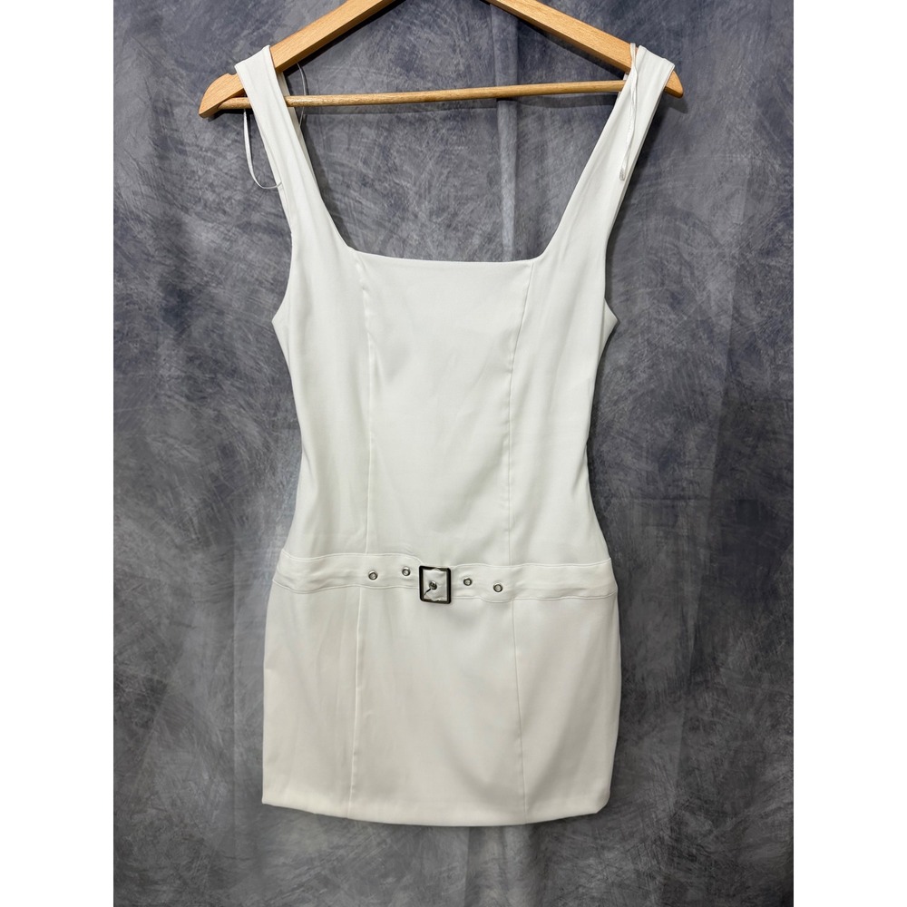 Zara Little White Dress Belted Buckle Square Neck Sleeveless Soft Girl Small